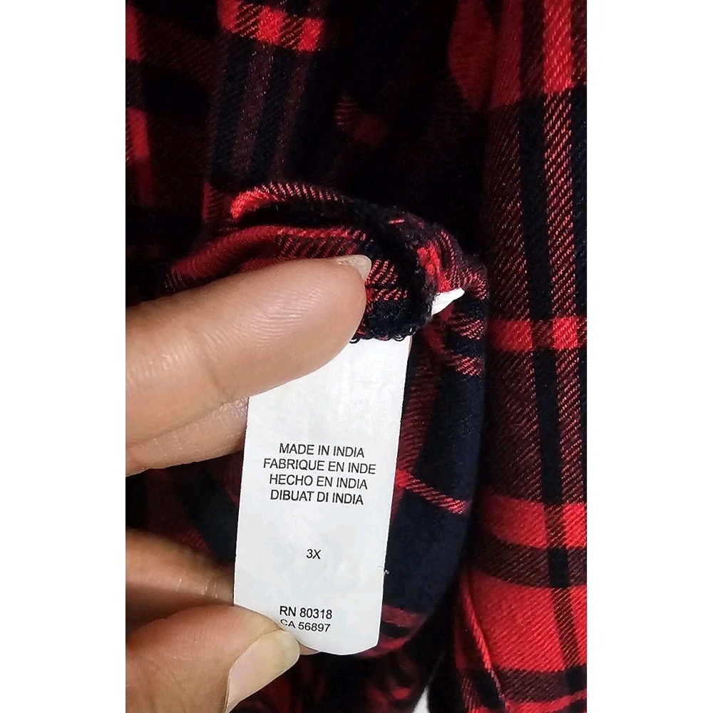 Lucky Brand Plaid Check Button Down Blouse Shirt Womens Size 3X Red Blue Flowy - Picture 8 of 9